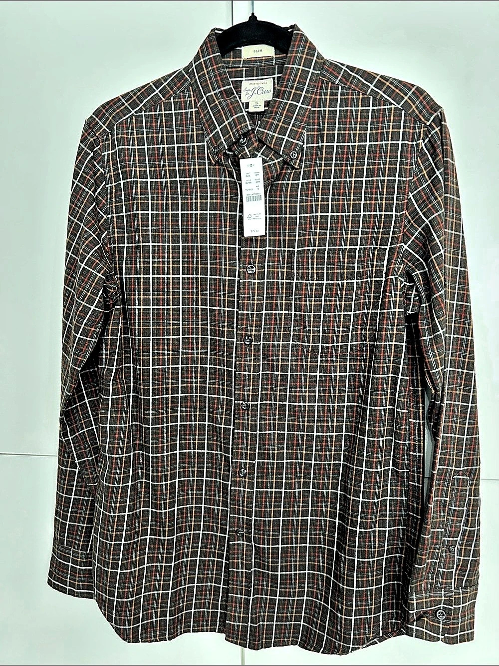 J.Crew Brushed Twill Slim Shirt Plaid Cotton Shirt Size Small NWT
